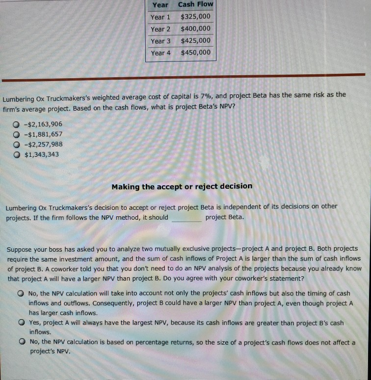 Solved 2. Net present value (NPV) Aa Aa The capital | Chegg.com