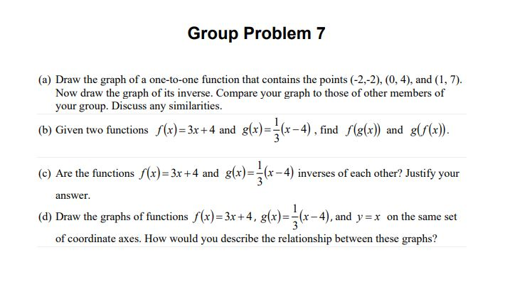 Solved Group Problem 7 (a) Draw the graph of a one-to-one | Chegg.com