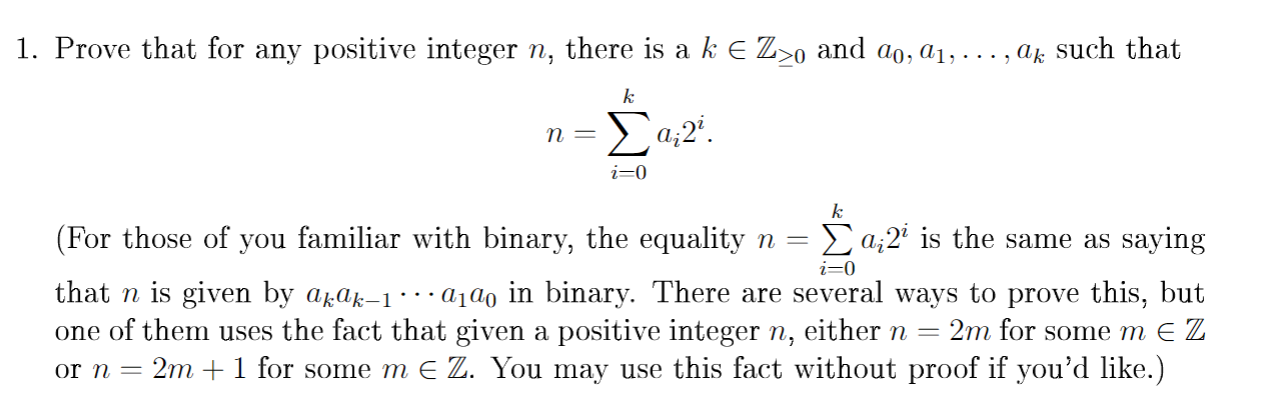 Solved 1. Prove that for any positive integer n, there is a | Chegg.com
