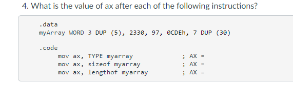 Solved 4. What is the value of ax after each of the | Chegg.com