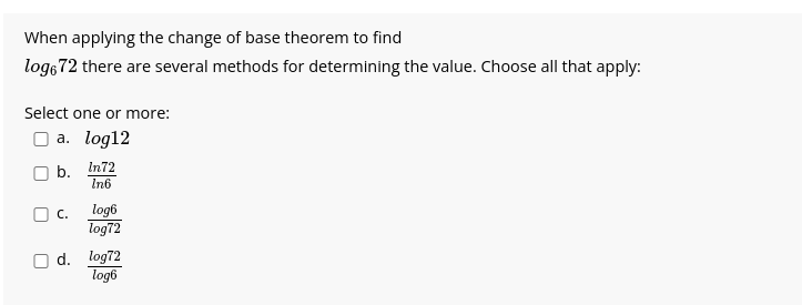 Solved When applying the change of base theorem to find \\( | Chegg.com