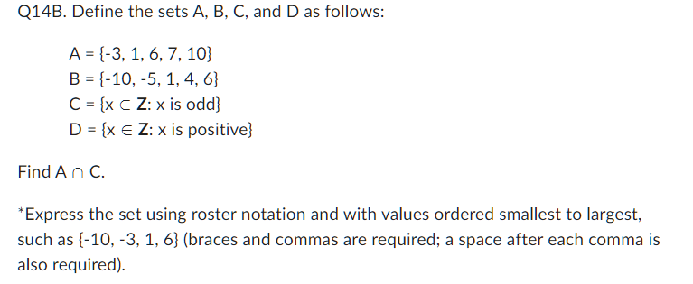 Solved Q14B. Define The Sets A, B, C, And D As Follows: | Chegg.com