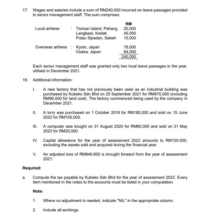 Solved QUESTION 1 Kubeko Sdn Bhd, a Malaysian resident | Chegg.com