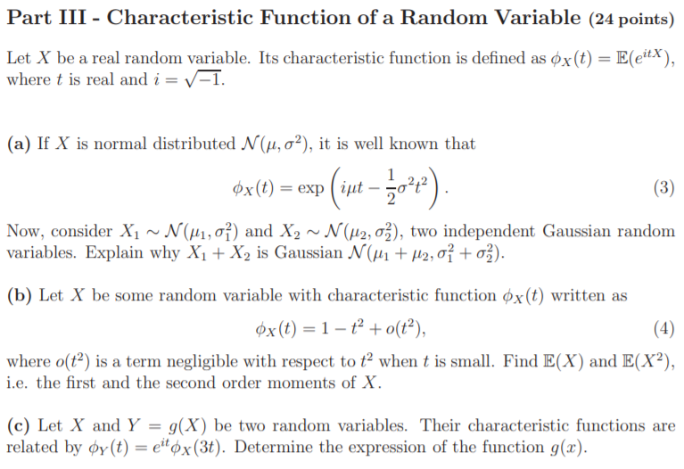 Solved Part Iii Characteristic Function Of A Random Var Chegg Com