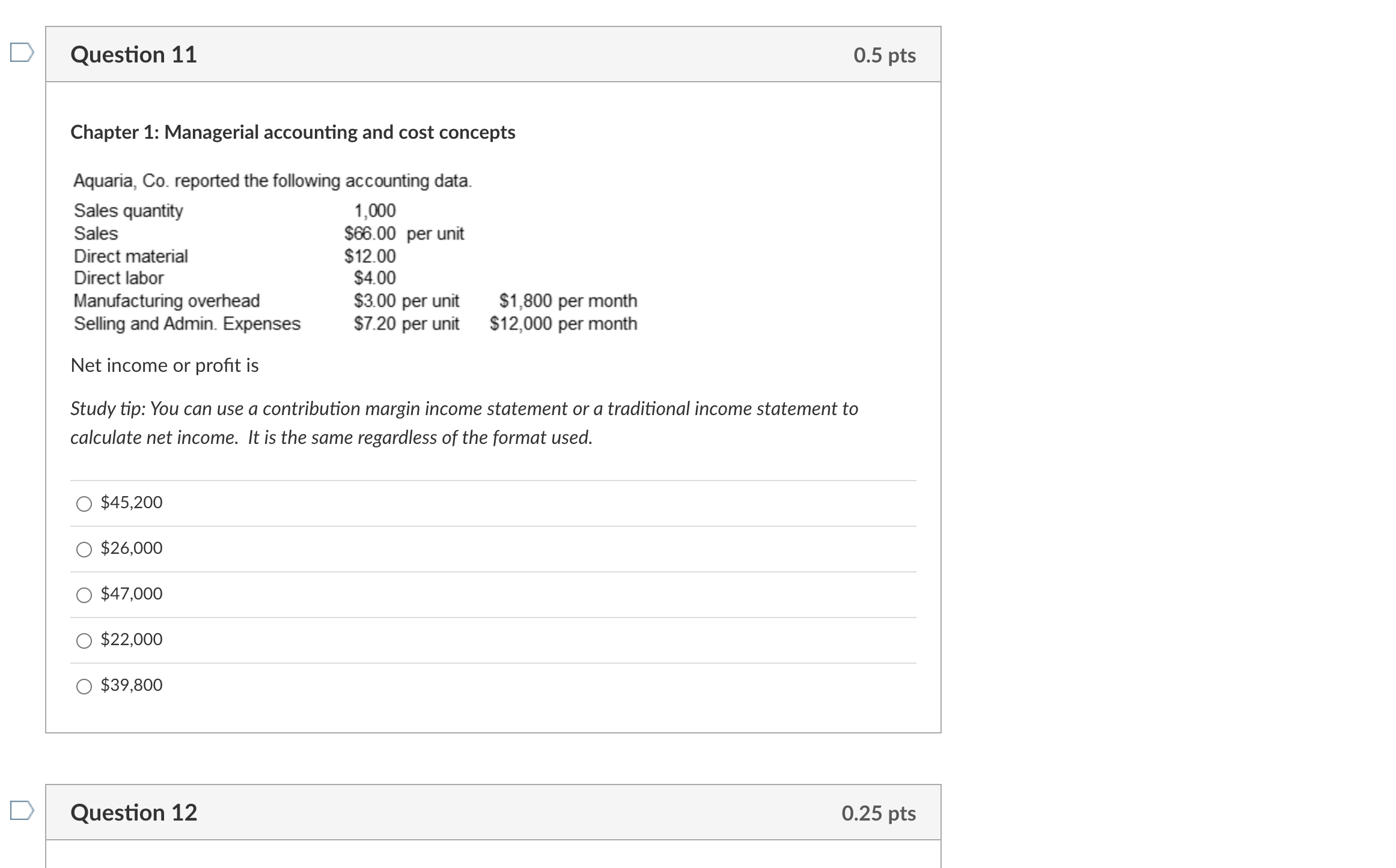 Solved Chapter 1: Managerial accounting and cost concepts | Chegg.com