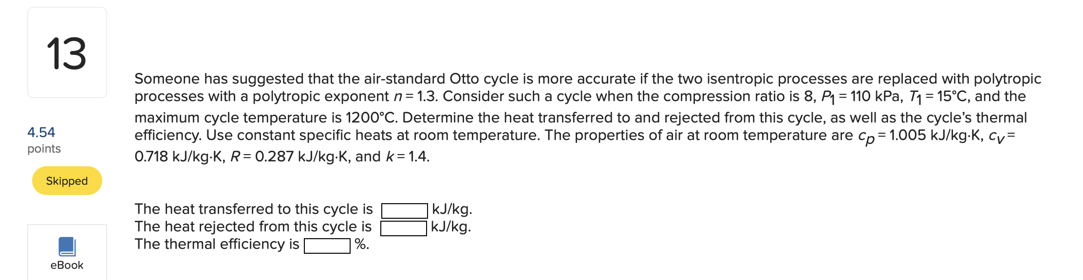 Solved 13 Someone has suggested that the airstandard Otto