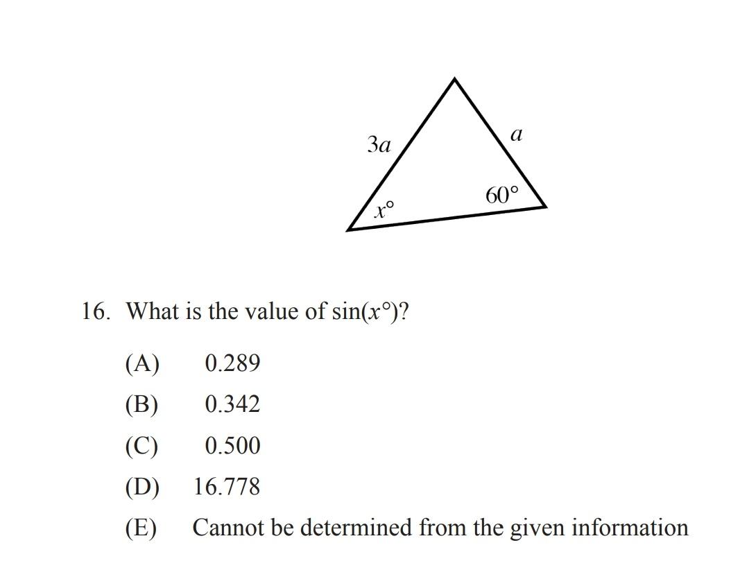 Solved A Za 60 16 What Is The Value Of Sin Xº A 0 2 Chegg Com