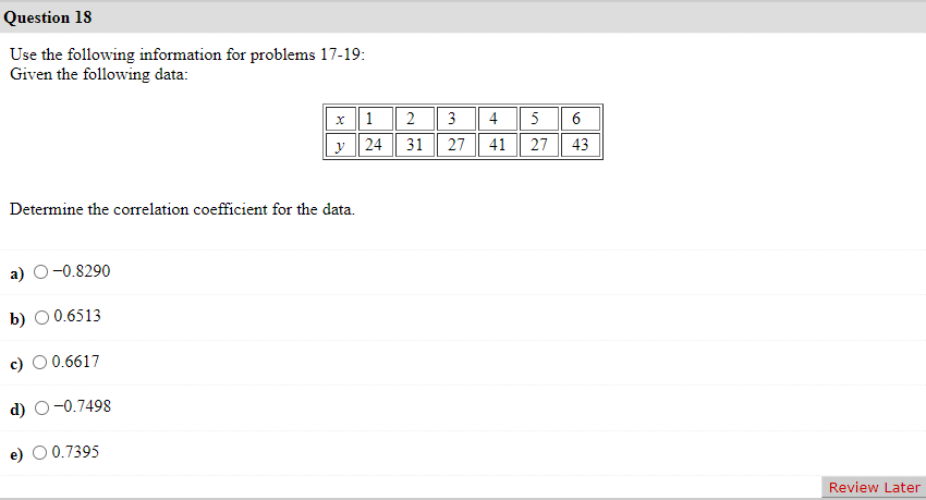 Solved Use The Following Information For Problems 17-19: | Chegg.com