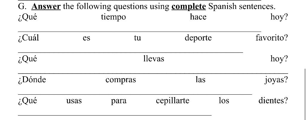 G Answer The Following Questions Using Complete
