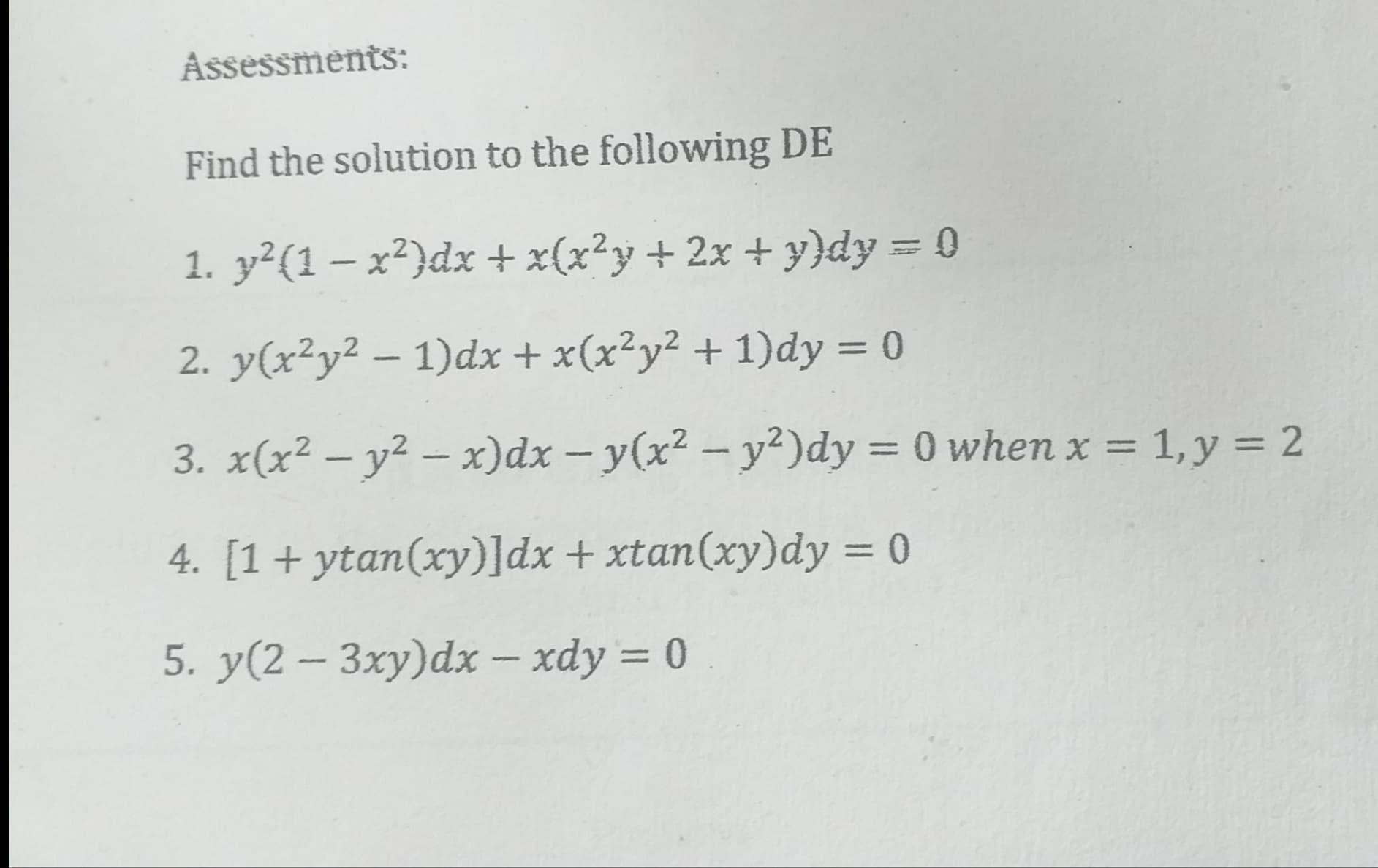 Solved Assessments Find The Solution To The Following De 1 Chegg Com