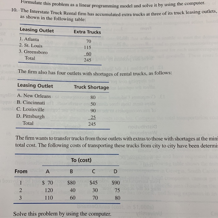 Solved Formulate this problem as a linear programming model | Chegg.com