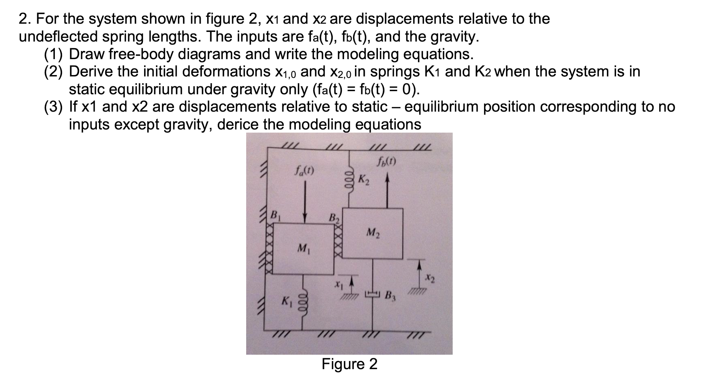 Solved 2. For the system shown in figure 2,x1 and x2 are | Chegg.com