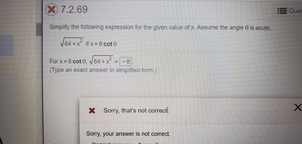 Solved X 7.2.69 3 Que Simplify the following expression for | Chegg.com