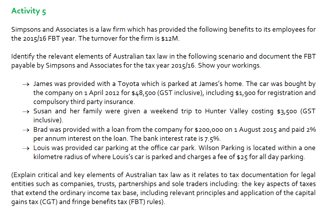 Activity 5 Simpsons and Associates is a law firm | Chegg.com