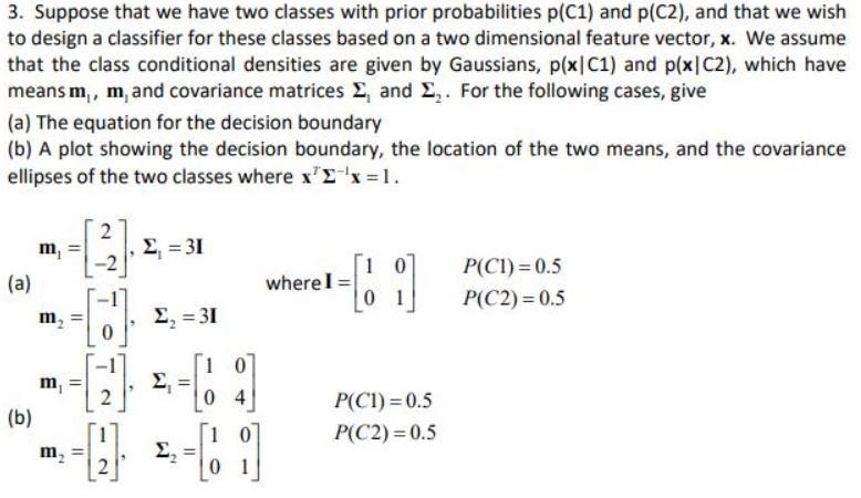 Solved 3. Suppose that we have two classes with prior | Chegg.com