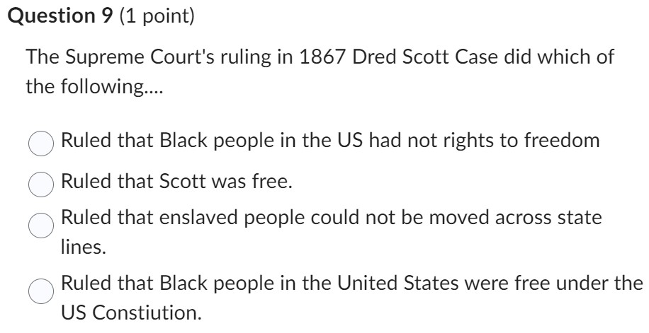 The Supreme Court's ruling in 1867 Dred Scott Case | Chegg.com