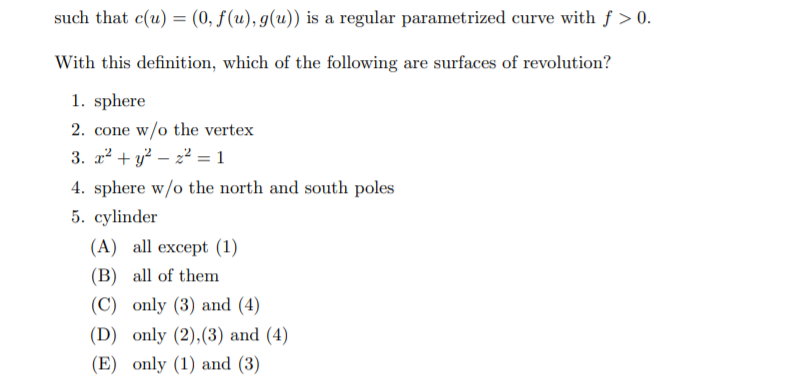 Solved 3 Surface Of Revolution A Regular Surface Admit Chegg Com