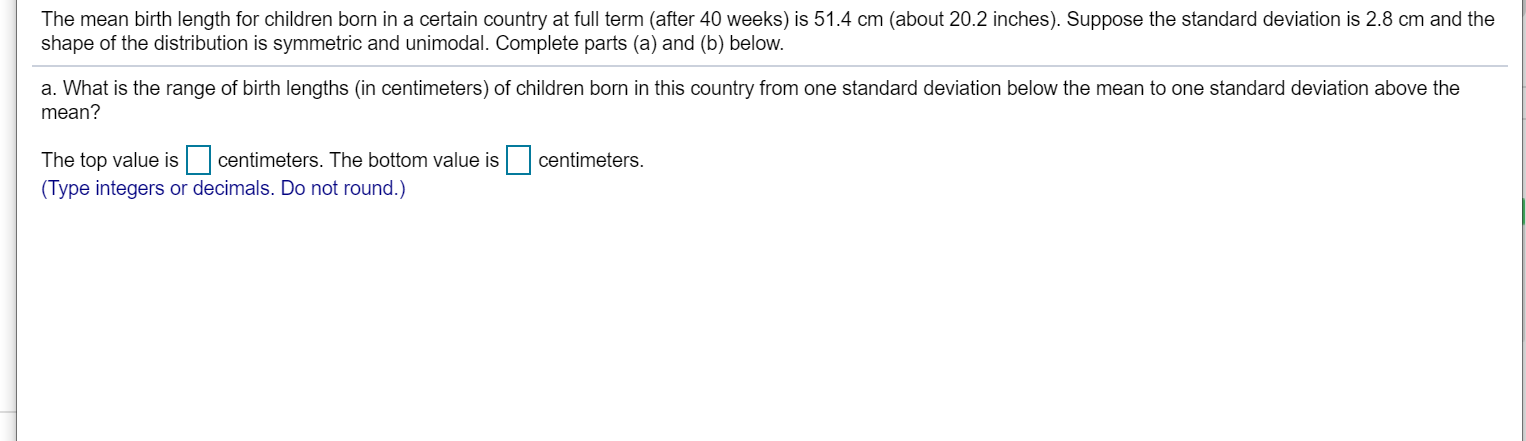 solved-the-mean-birth-length-for-children-born-in-a-certain-chegg