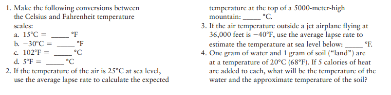 Solved 1. Make the following conversions between temperature | Chegg.com