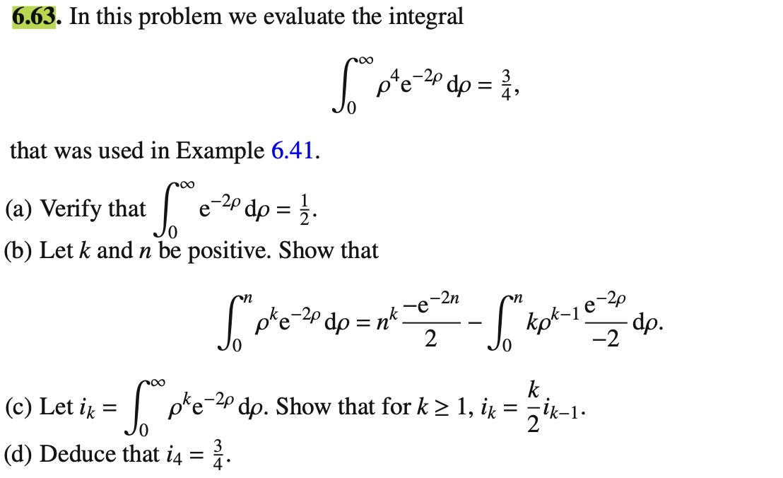 Solved 6.63. In this problem we evaluate the integral | Chegg.com