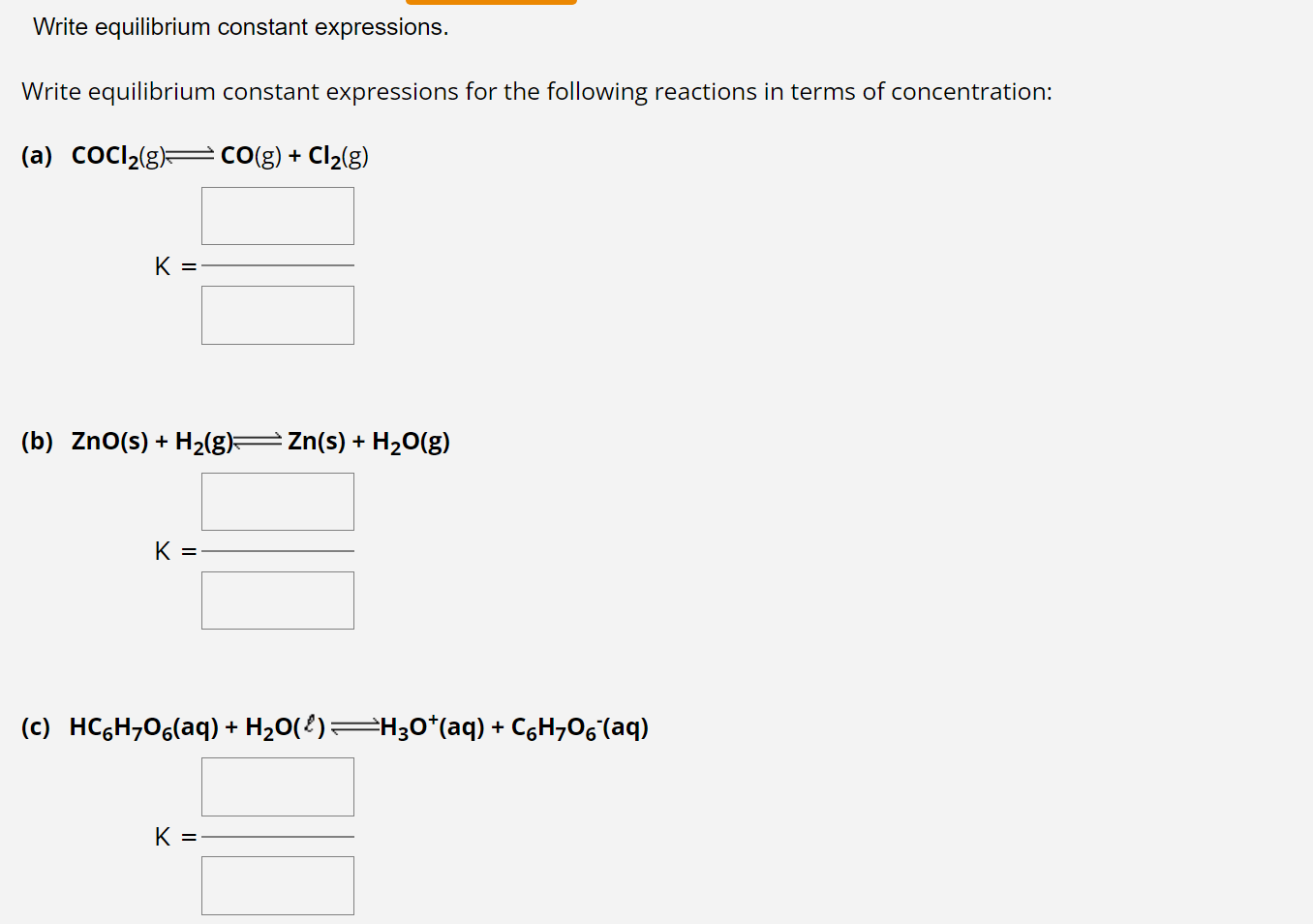 Solved Write Equilibrium Constant Expressions Write 5775