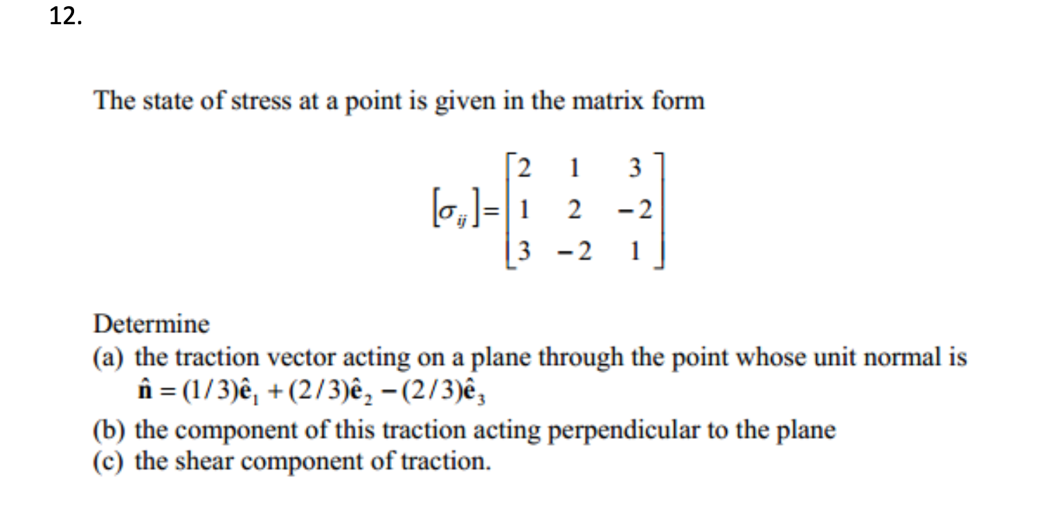 Solved The State Of Stress At A Point Is Given In The Mat Chegg Com