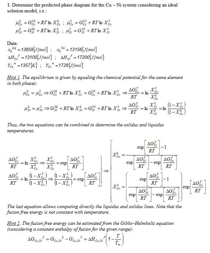 1 Determine The Predicted Phase Diagram For The C Chegg Com