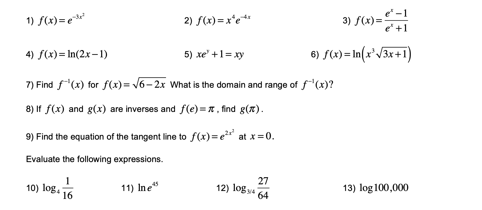 E 1 1 F X E 3x 2 F X X E 42 3 F X Et 1 Chegg Com