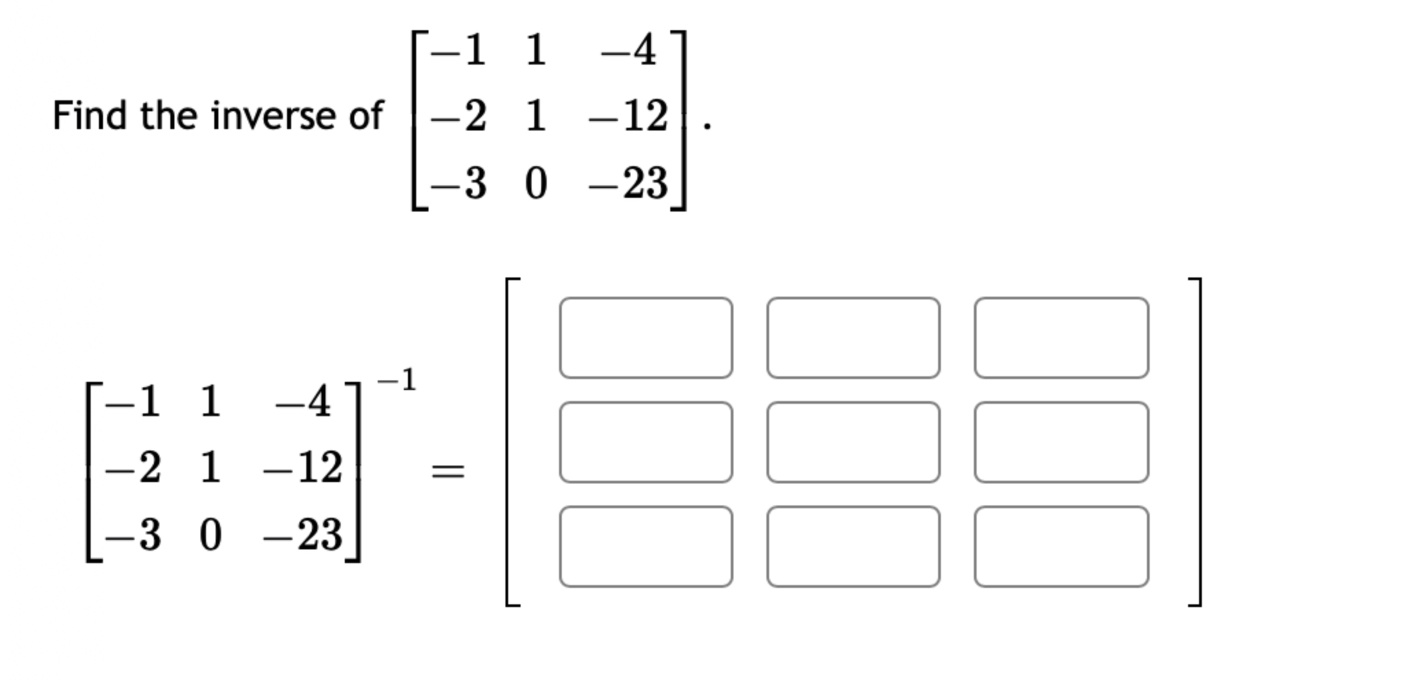Solved Find the inverse of | Chegg.com