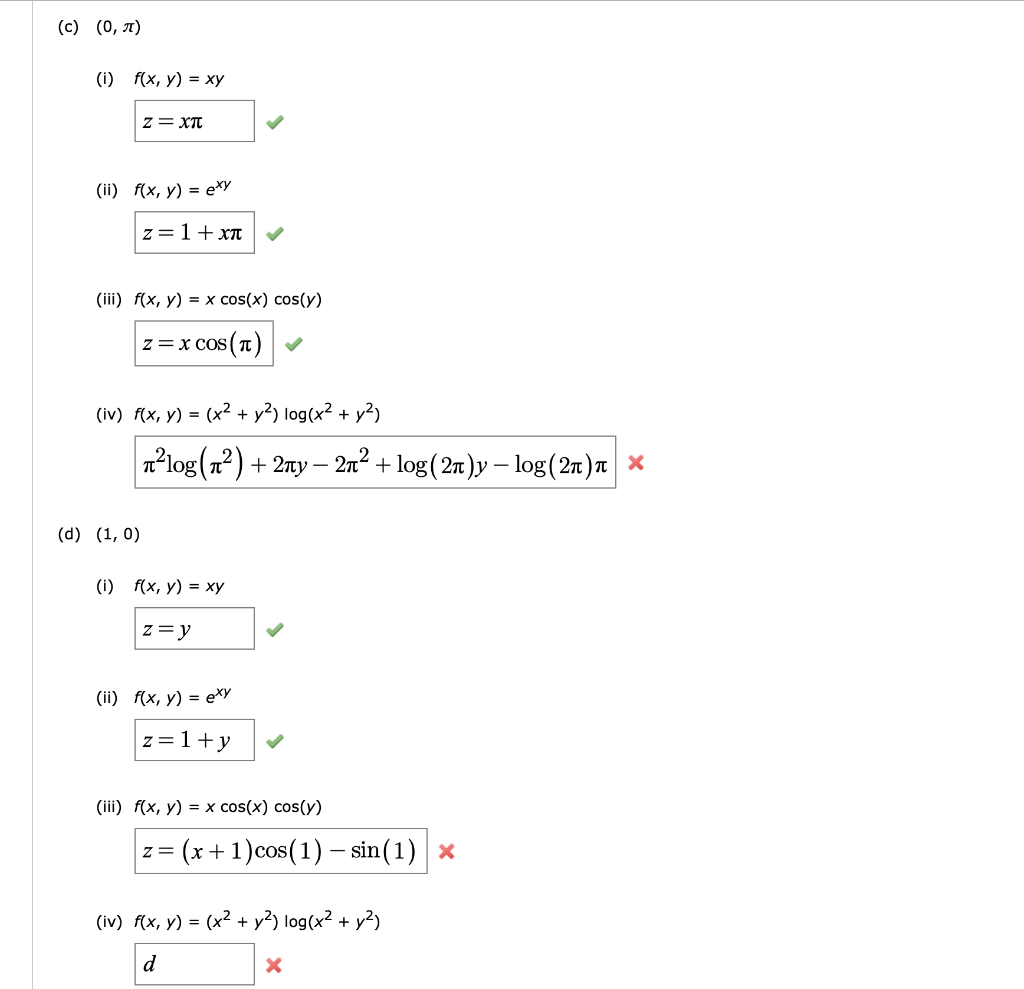 Solved Compute The Plane Tangent To The Graphs At The Ind Chegg Com