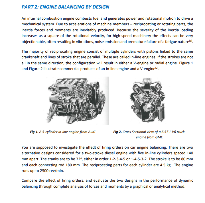 Solved PART 2: ENGINE BALANCING BY DESIGN An internal | Chegg.com