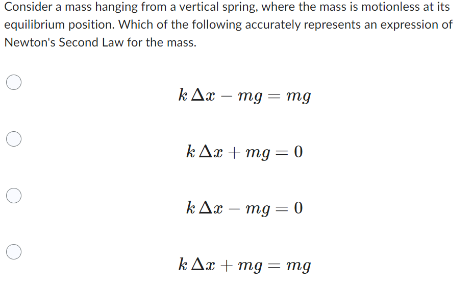 Solved Consider a mass hanging from a vertical spring, where | Chegg.com