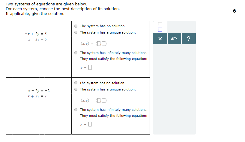 Solved Two systems of equations are given below. For each | Chegg.com