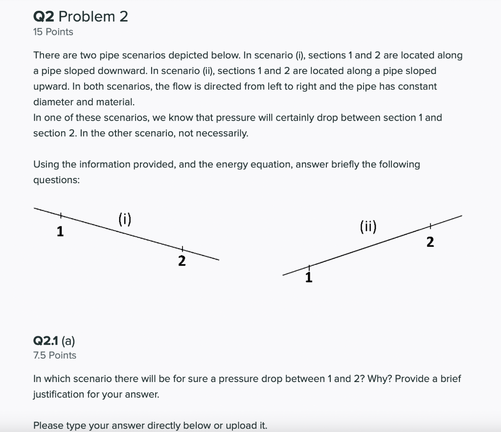 Solved Q2 Problem 2 15 Points There are two pipe scenarios | Chegg.com