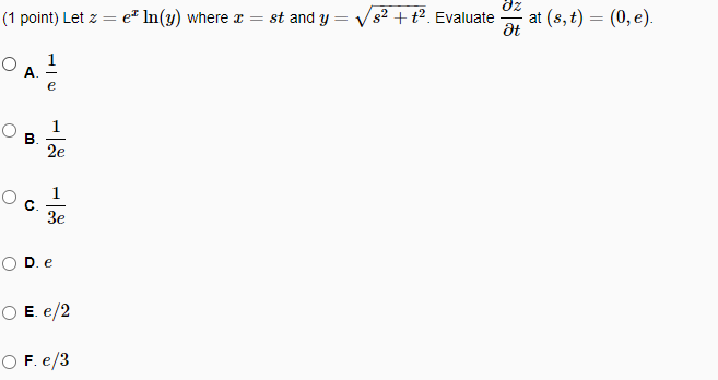 Solved 1 Point Let E Ln Y Where X St And Y 92 Chegg Com