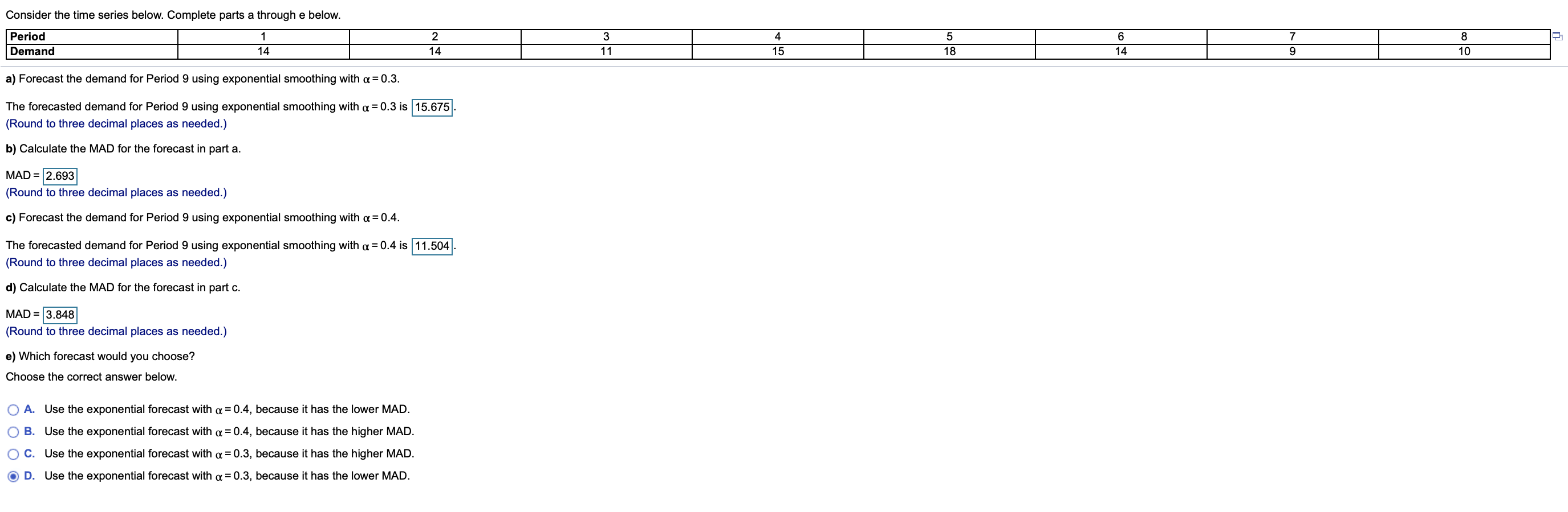 Solved Consider the time series below. Complete parts a | Chegg.com