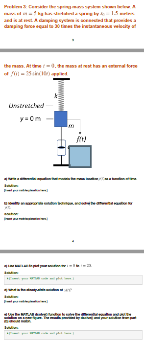 Solved Problem 3: Consider The Spring-mass System Shown | Chegg.com