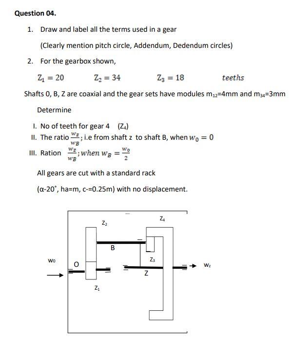 Solved Question 04. 1. Draw and label all the terms used in