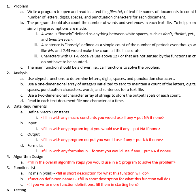 Solved c. 1. Problem a. Write a program to open and read in | Chegg.com