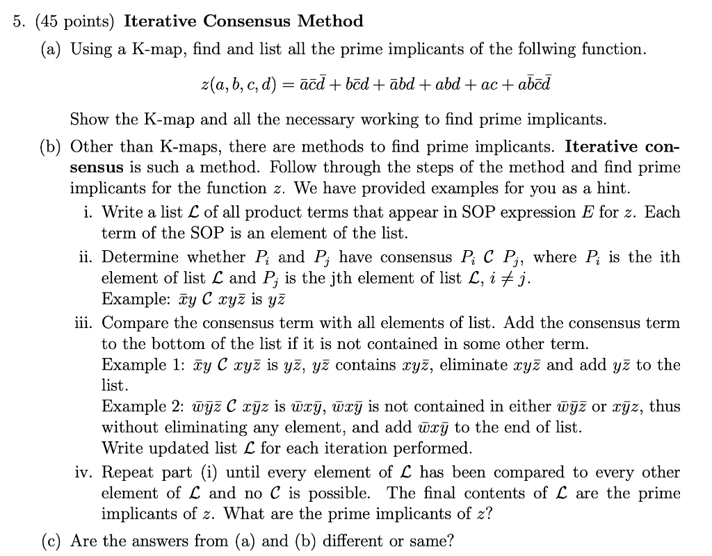 Solved 5. (45 points) Iterative Consensus Method (a) Using a | Chegg.com