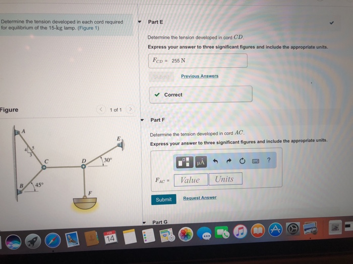 Solved Part C Determine The Tension Developed In Each Cord | Chegg.com