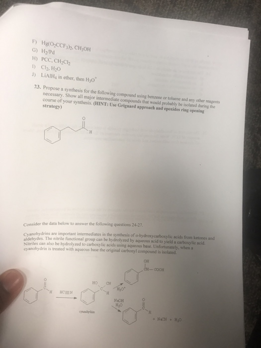 Solved Propose A Synthesis For The Following Compound Using | Chegg.com