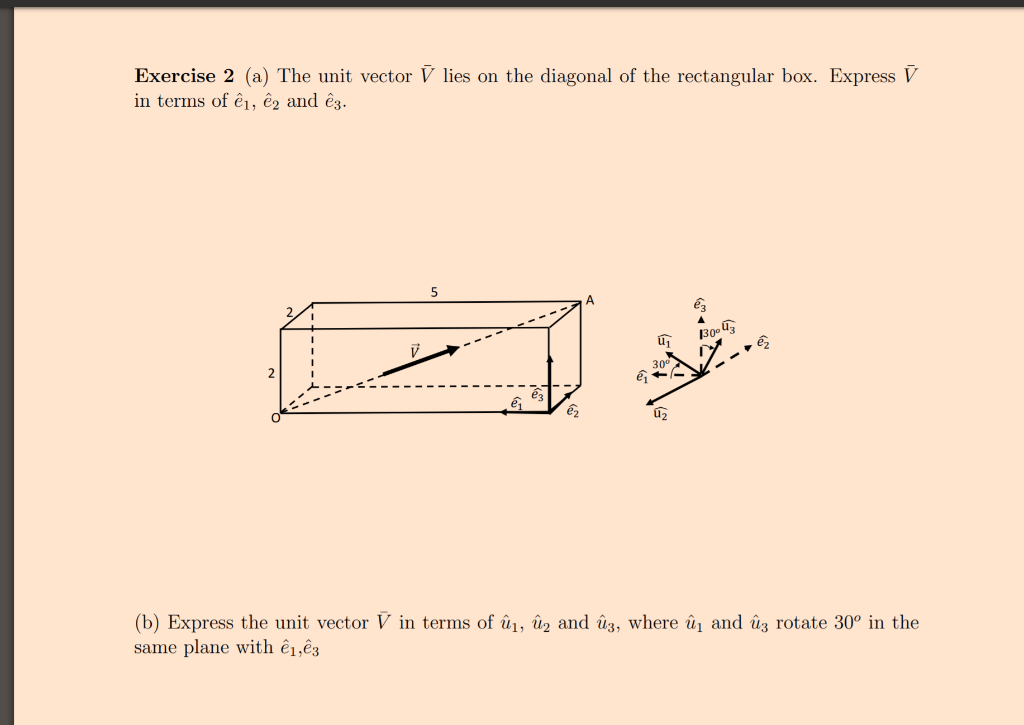 Solved Exercise 2 A The Unit Vector 7 Lies On The Diago Chegg Com