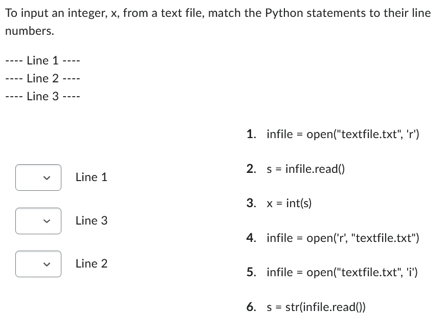 Solved To input an integer, x, from a text file, match the | Chegg.com