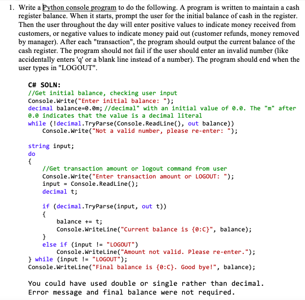 Solved Write a Python console program to do the following. A | Chegg.com