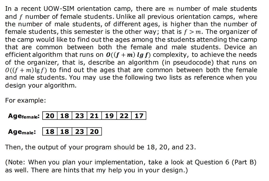 Solved In a recent UOW-SIM orientation camp, there are m | Chegg.com
