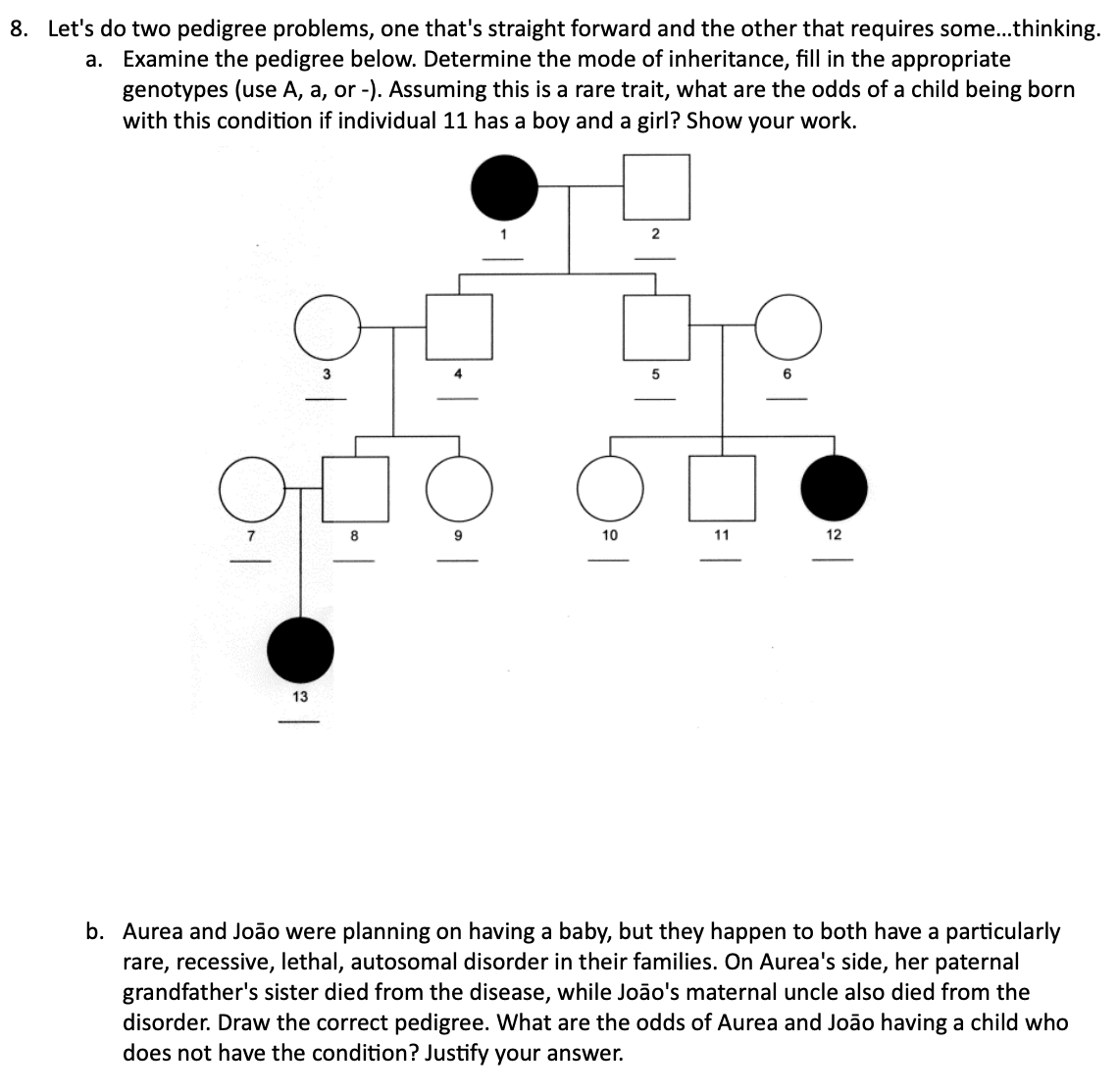 8. Let's do two pedigree problems, one that's | Chegg.com