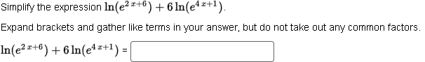 Solved Simplify the expression ln(e2x+6)+6ln(e4x+1) Expand | Chegg.com