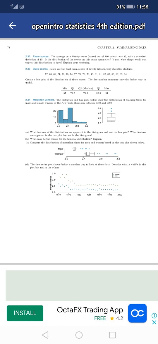 Solved 46 460 78 91% 11:56 Openintro Statistics 4th | Chegg.com