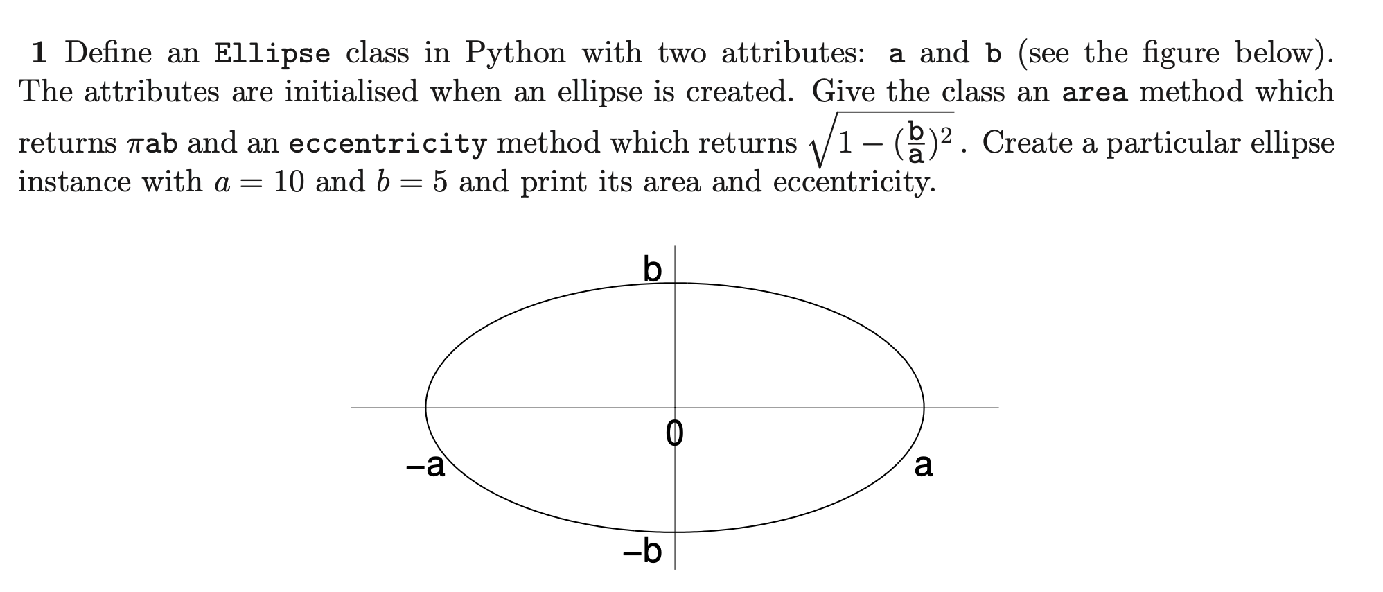 Solved 1 Define an Ellipse class in Python with two | Chegg.com